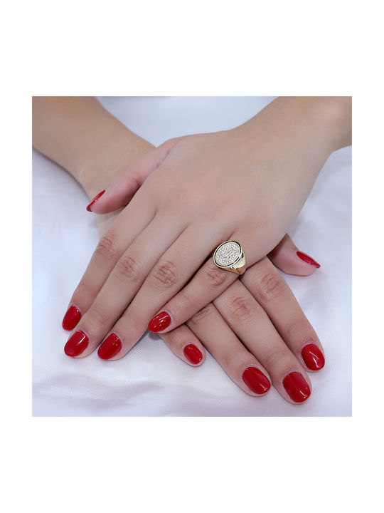Women's Gold Ring with Zircon 9K