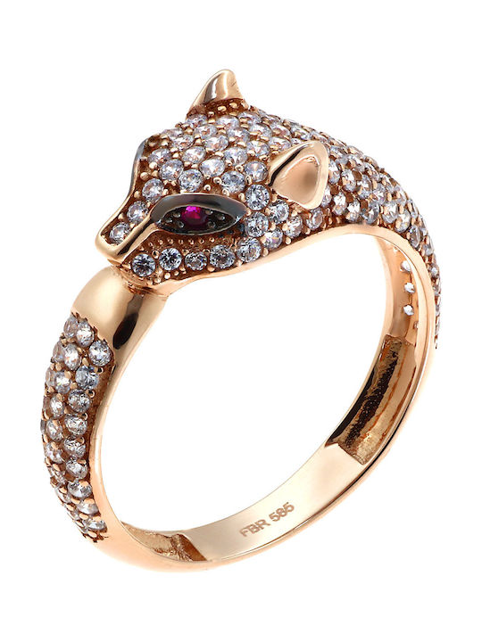 Women's Ring with Zircon from Gold 14K