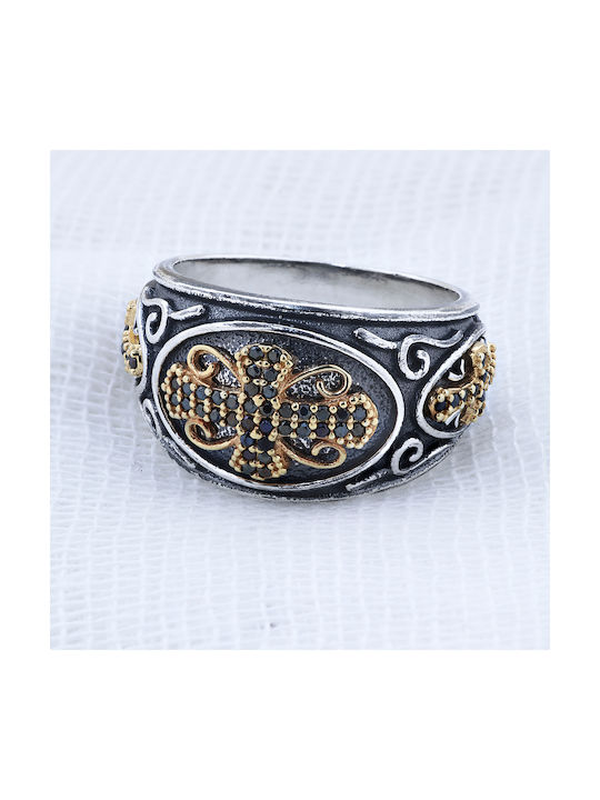 Men's Gold Plated Silver Ring with Stone