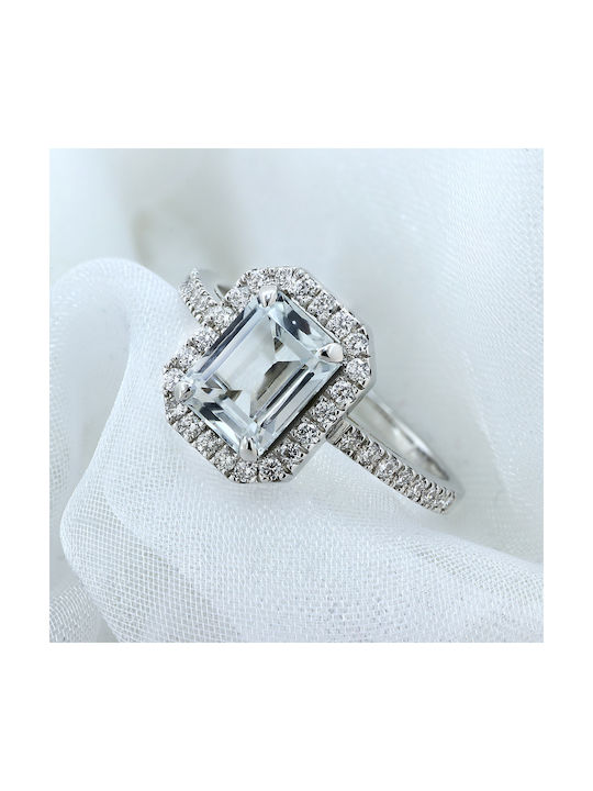 Women's White Gold Ring with Diamond 18K