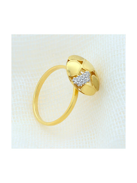 Women's Gold Ring with Zircon 14K