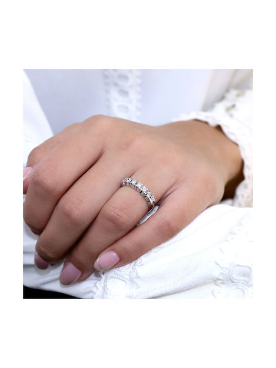 Ring with Diamond made of White gold 18K