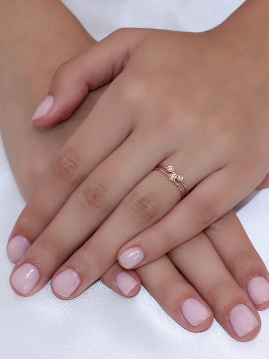 Ring with Diamond made of Rose Gold 14K