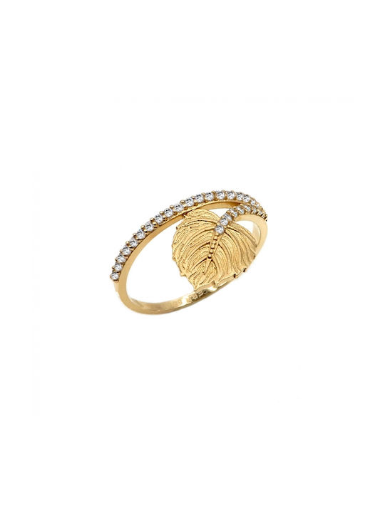 Women's Gold Ring with Zircon 14K