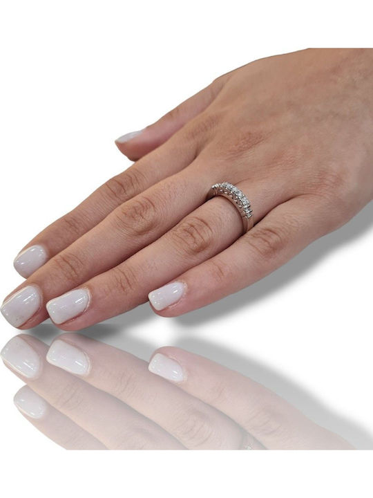 Damen Ring Halbring mit Diamant aus Weißgold 18K