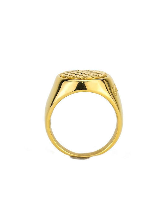 Goldsmith Round Ανδρικό Δαχτυλίδι από Ατσάλι Επιχρυσωμένο Goldsmith Round Ανδρικό Δαχτυλίδι από Ατσάλι Επιχρυσωμένο