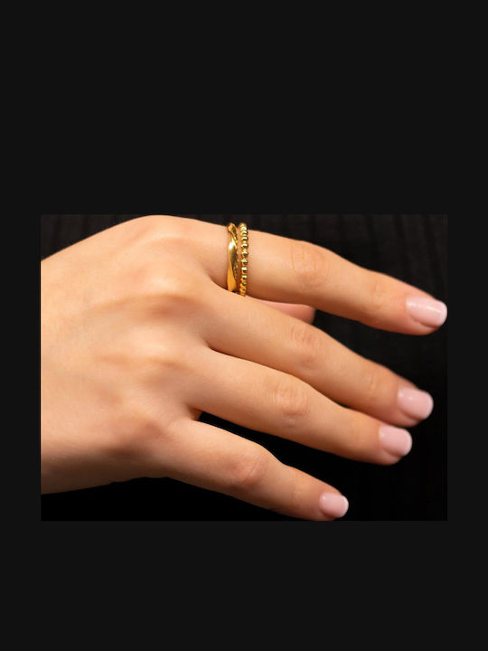 Piercing.gr Γυναικείο Δαχτυλίδι από Ατσάλι Επιχρυσωμένο