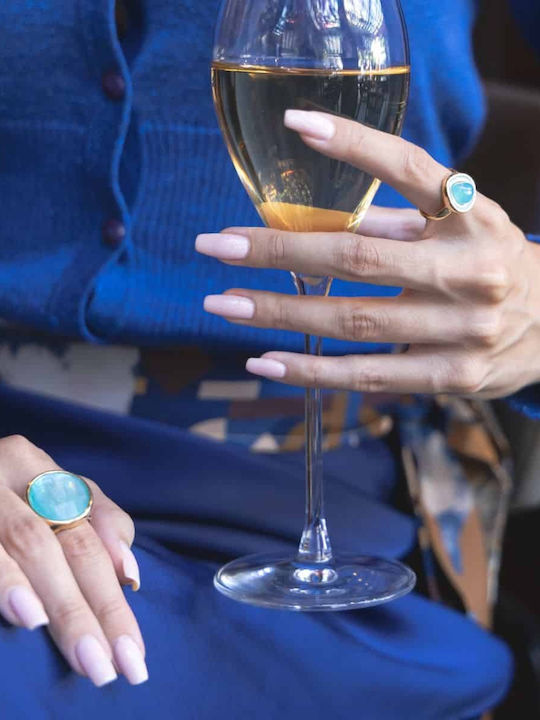 Cuoro Damen Ring mit Steinen & Emaille aus Stahl Vergoldet