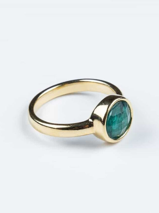 Cuoro Damen Ring mit Zirkonia aus Stahl Vergoldet