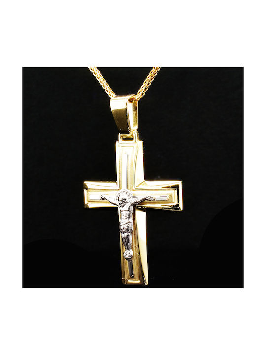 Herren Gold Kreuz 14K mit Kette