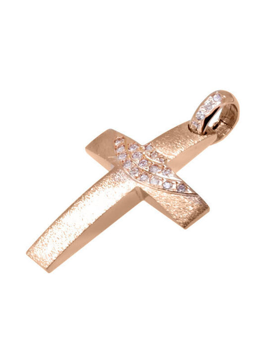 Damen Roségold Kreuz 14K mit Kette