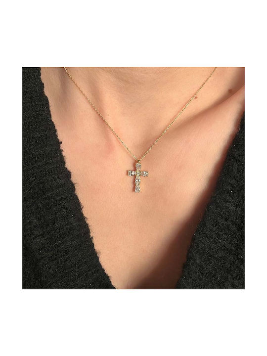 Damen Gold Kreuz 14K mit Kette