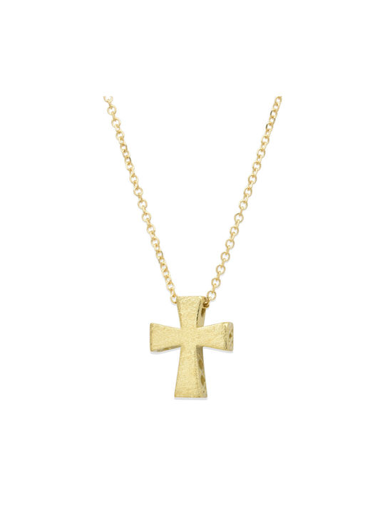 Damen Gold Kreuz 14K Beidseitig mit Kette