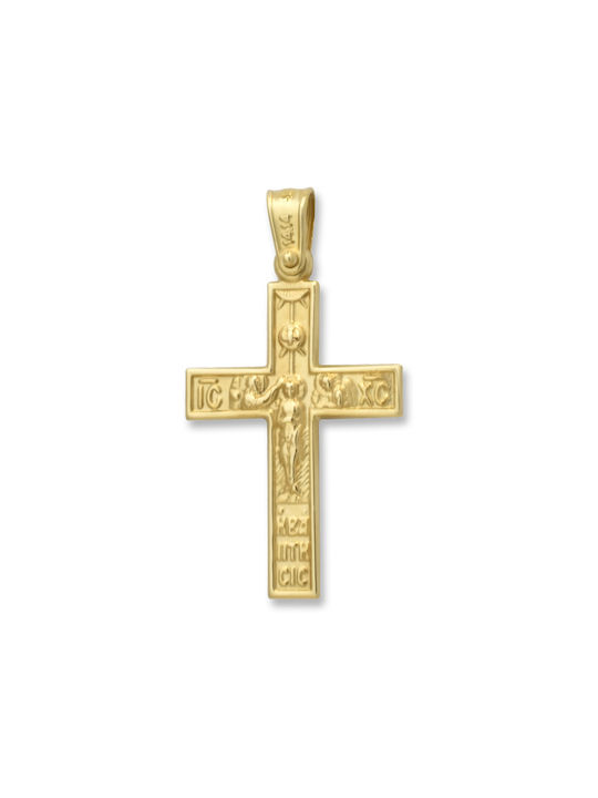 Herren Gold Kreuz 14K Beidseitig mit dem Gekreuzigten