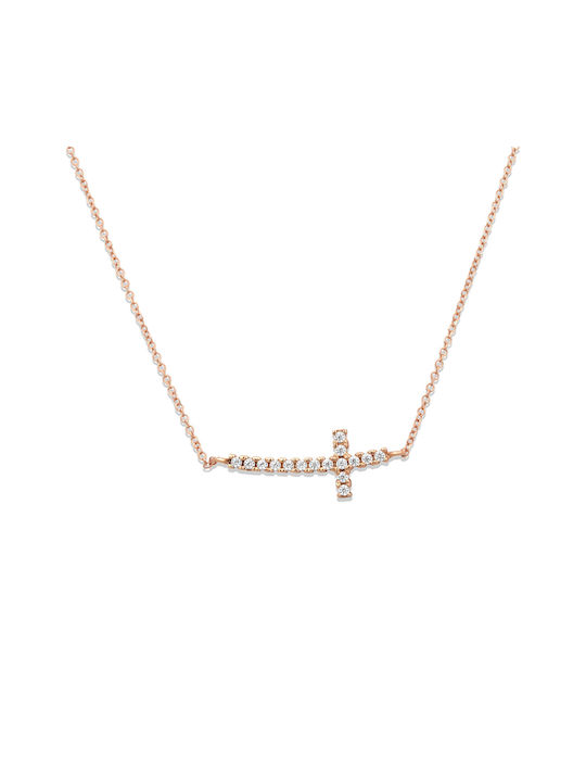 Women's Rose Gold Cross 14K Double Sided with Chain