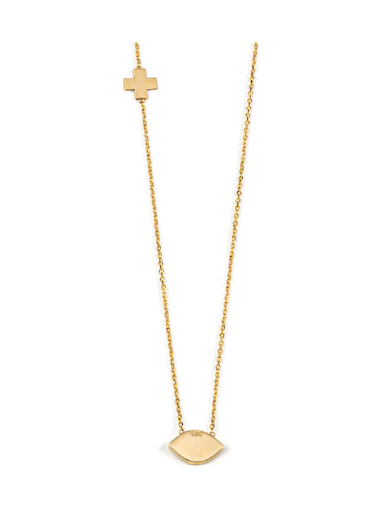George Art Jewels Κολιέ Φυλαχτό Ματάκι από Χρυσό 14Κ