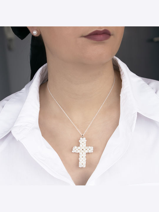 Margaritari Kreuz aus Silber mit Kette