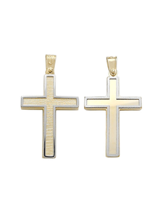 Men's Gold Cross 14K Double Sided