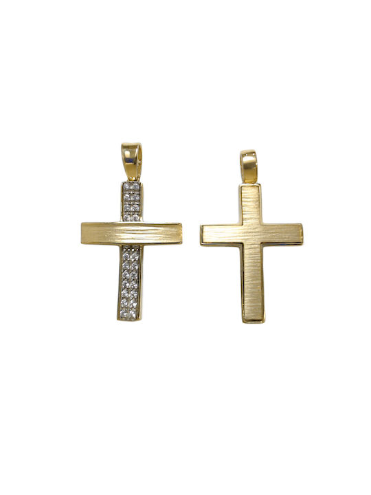 Daskalakis Women's Gold Cross 14K Double Sided