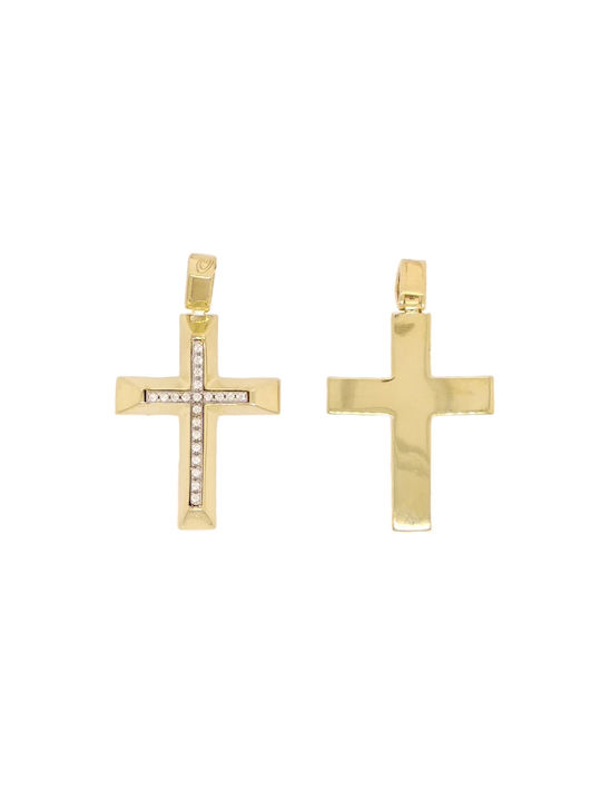 Daskalakis Women's Gold Cross 14K Double Sided