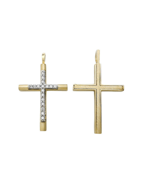 Daskalakis Women's Gold Cross 14K Double Sided