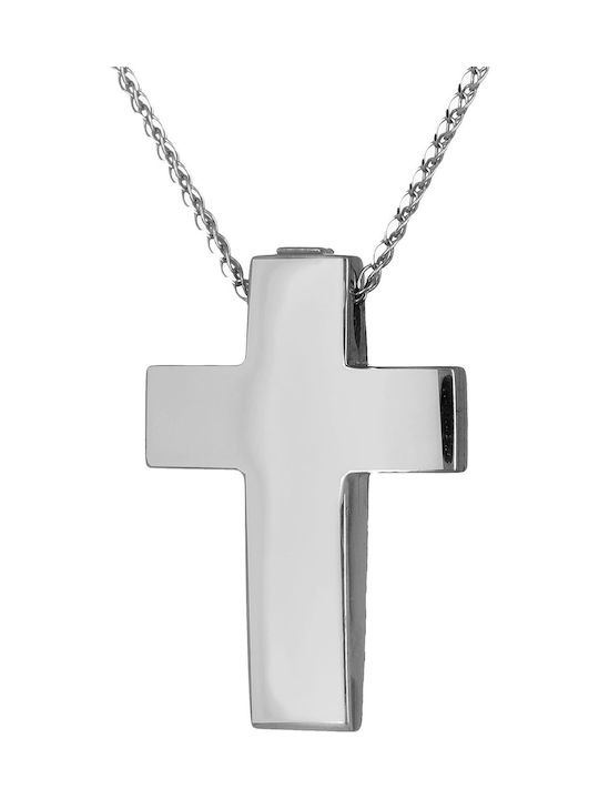 Men's White Gold Cross 14K Double Sided