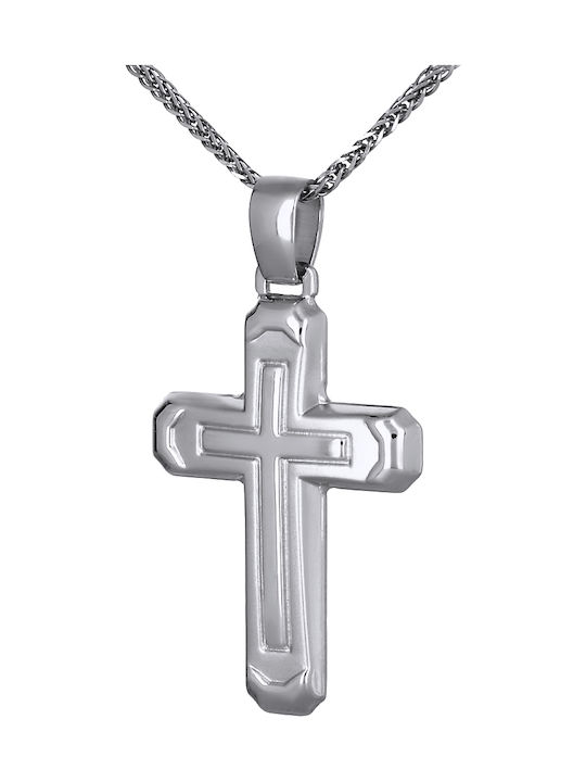 Men's White Gold Cross 14K