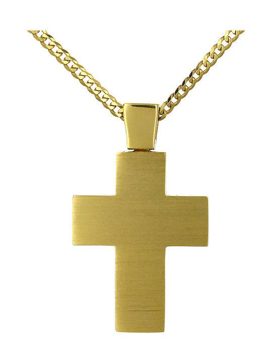 Men's Gold Cross 14K Double Sided with Chain