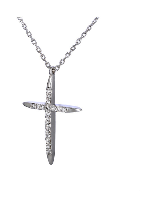 Weißgold Kreuz 18K mit Kette