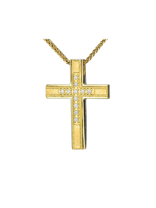 Women's Gold Cross 18K Double Sided