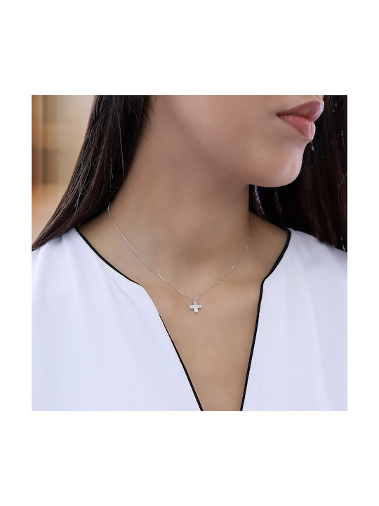 White Gold Cross 18K with Chain