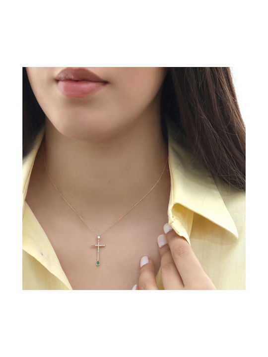 Women's Rose Gold Cross 14K with Chain