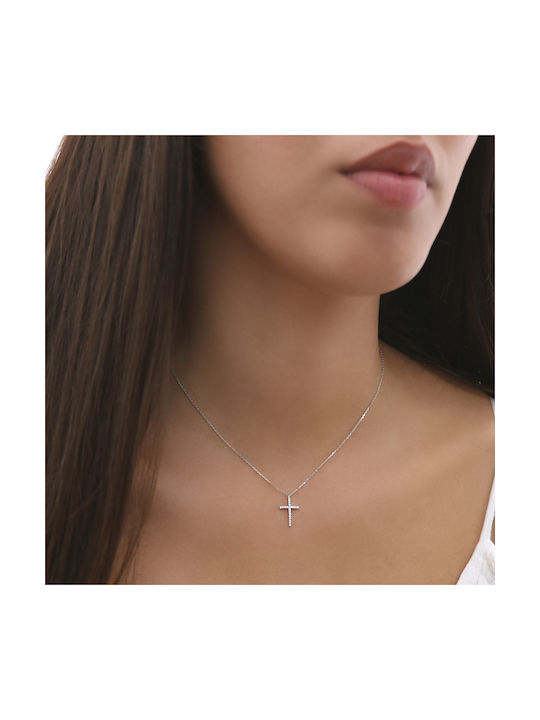 Weißgold Kreuz 18K mit Kette