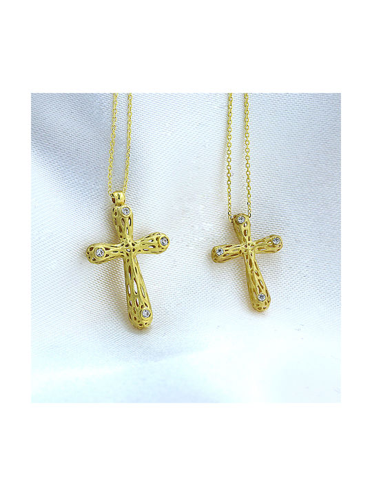 Damen Gold Kreuz 14K mit Kette