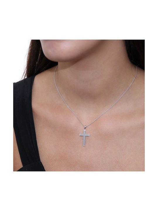 White Gold Cross 18K