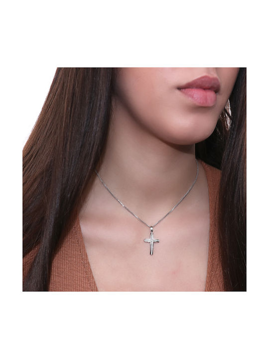 Women's White Gold Cross 18K