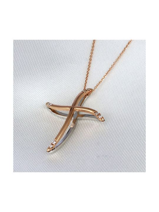 Women's Rose Gold Cross 18K with Chain