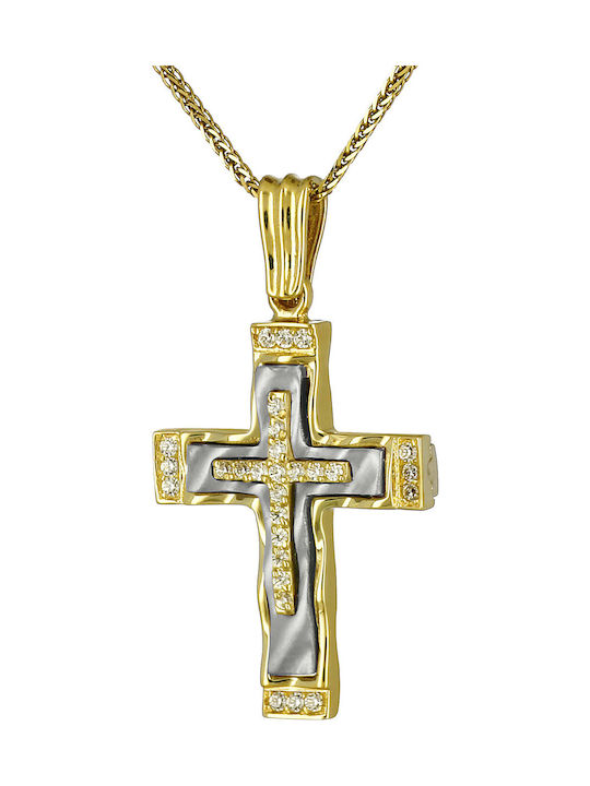 Women's Gold Cross 14K Double Sided