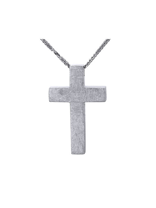 Herren Weißgold Kreuz 14K mit Kette