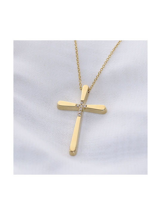 Damen Gold Kreuz 14K mit Kette