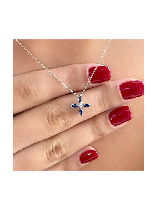 White Gold Cross 18K with Chain