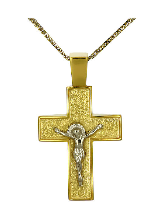 Herren Gold Kreuz 9K Beidseitig