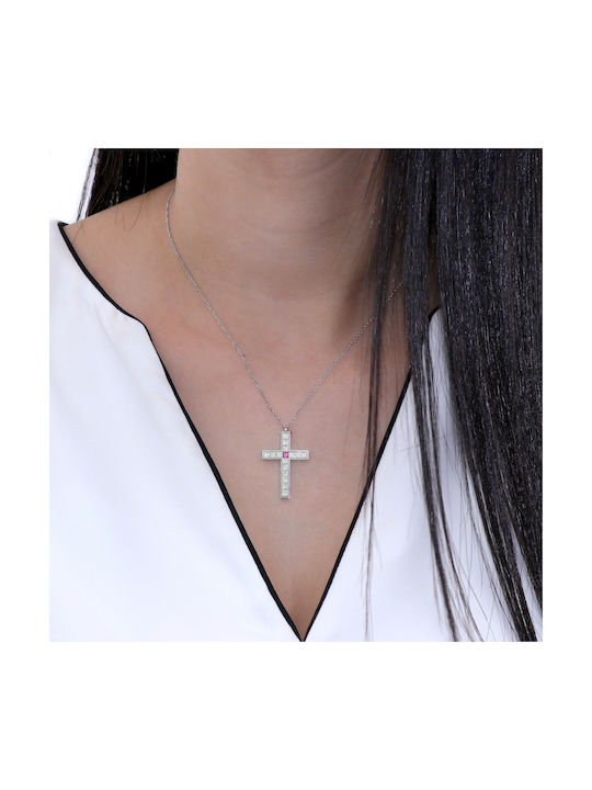 Weißgold Kreuz 18K mit Kette