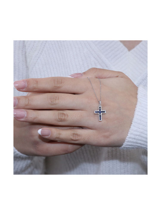 White Gold Cross 18K