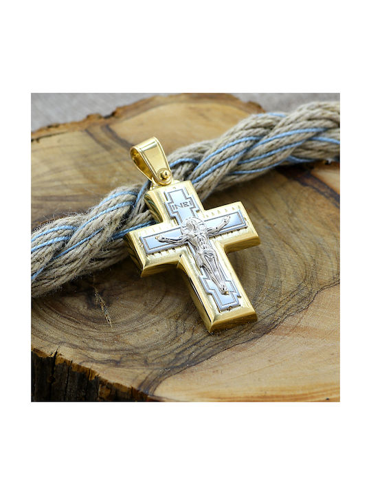 Men's White Gold Cross 14K with the Crucified