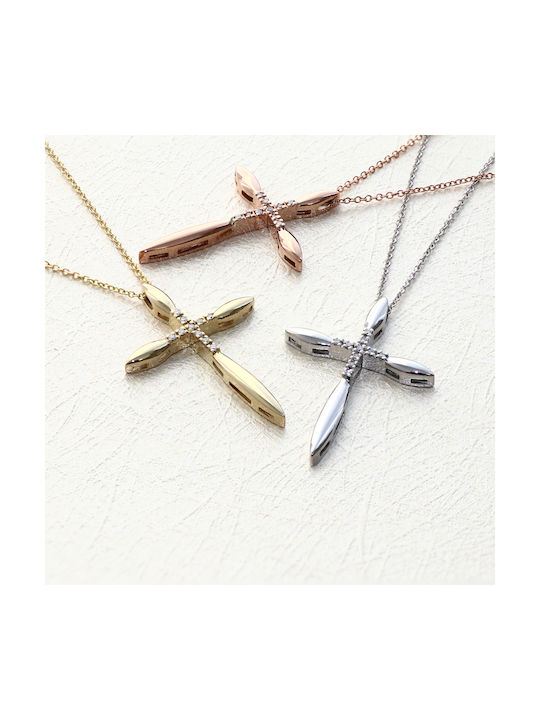 Weißgold Kreuz 14K mit Kette