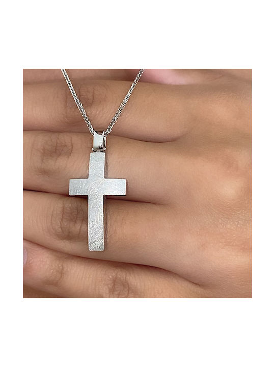 Herren Weißgold Kreuz 14K