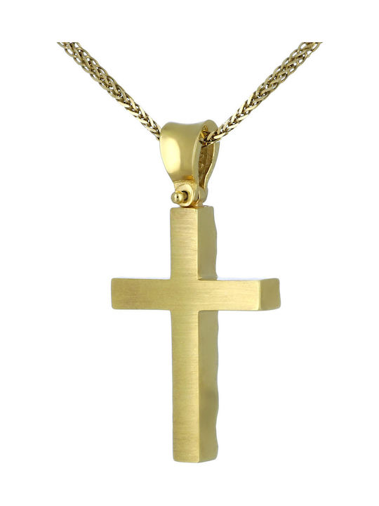 Men's Gold Cross 14K Double Sided