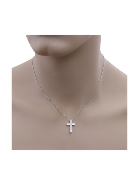 Men's White Gold Cross 14K with Chain