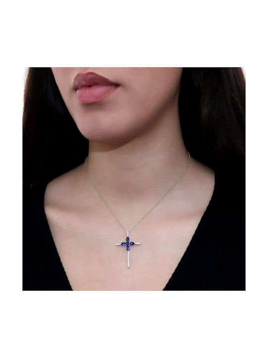 White Gold Cross 18K with Chain